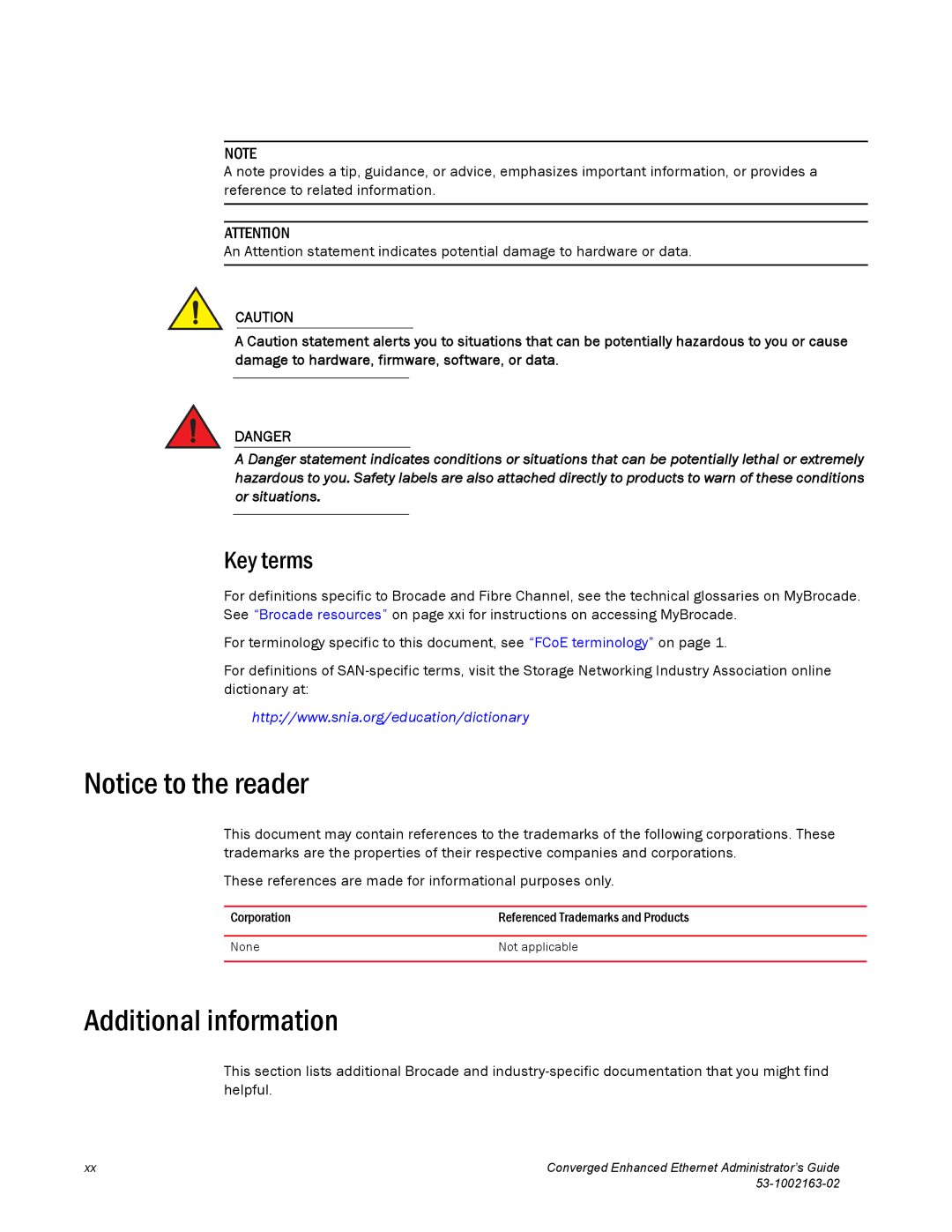 Brocade Communications Systems 53-1002163-02 manual Additional information, Key terms 