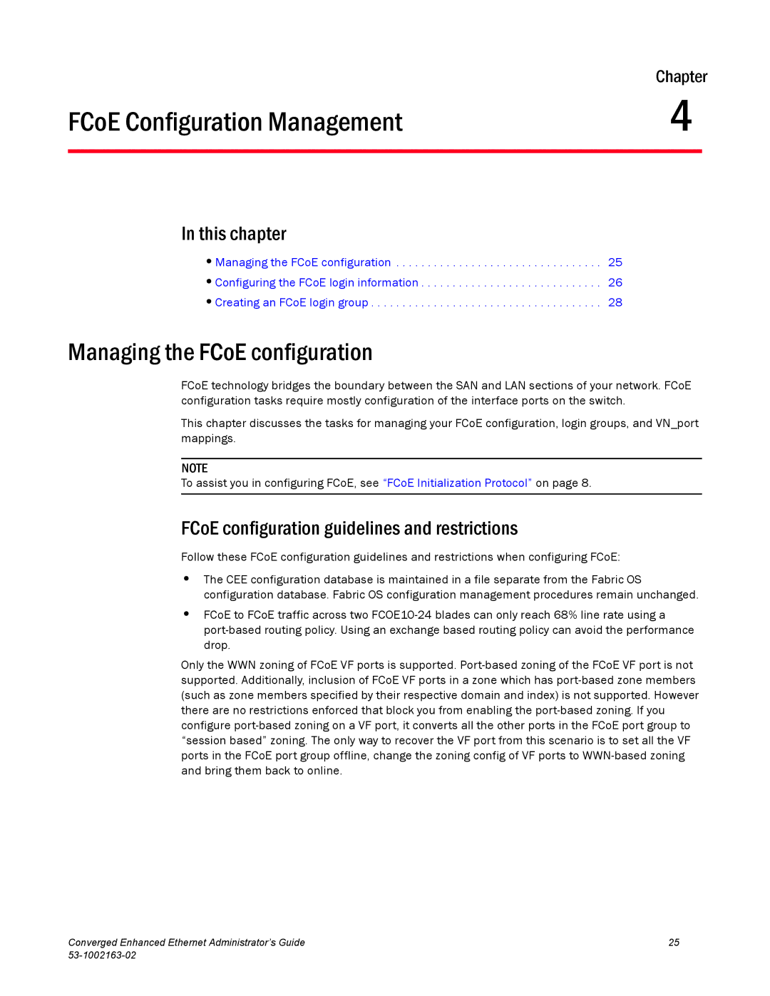 Brocade Communications Systems 53-1002163-02 FCoE Configuration Management, Managing the FCoE configuration, This chapter 