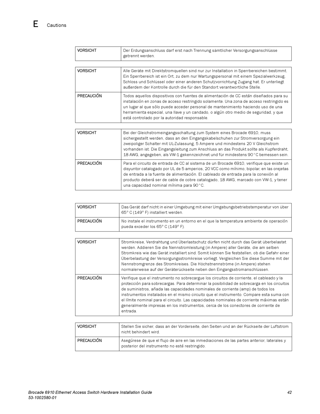 Brocade Communications Systems 53-1002580-01 manual Precaución 