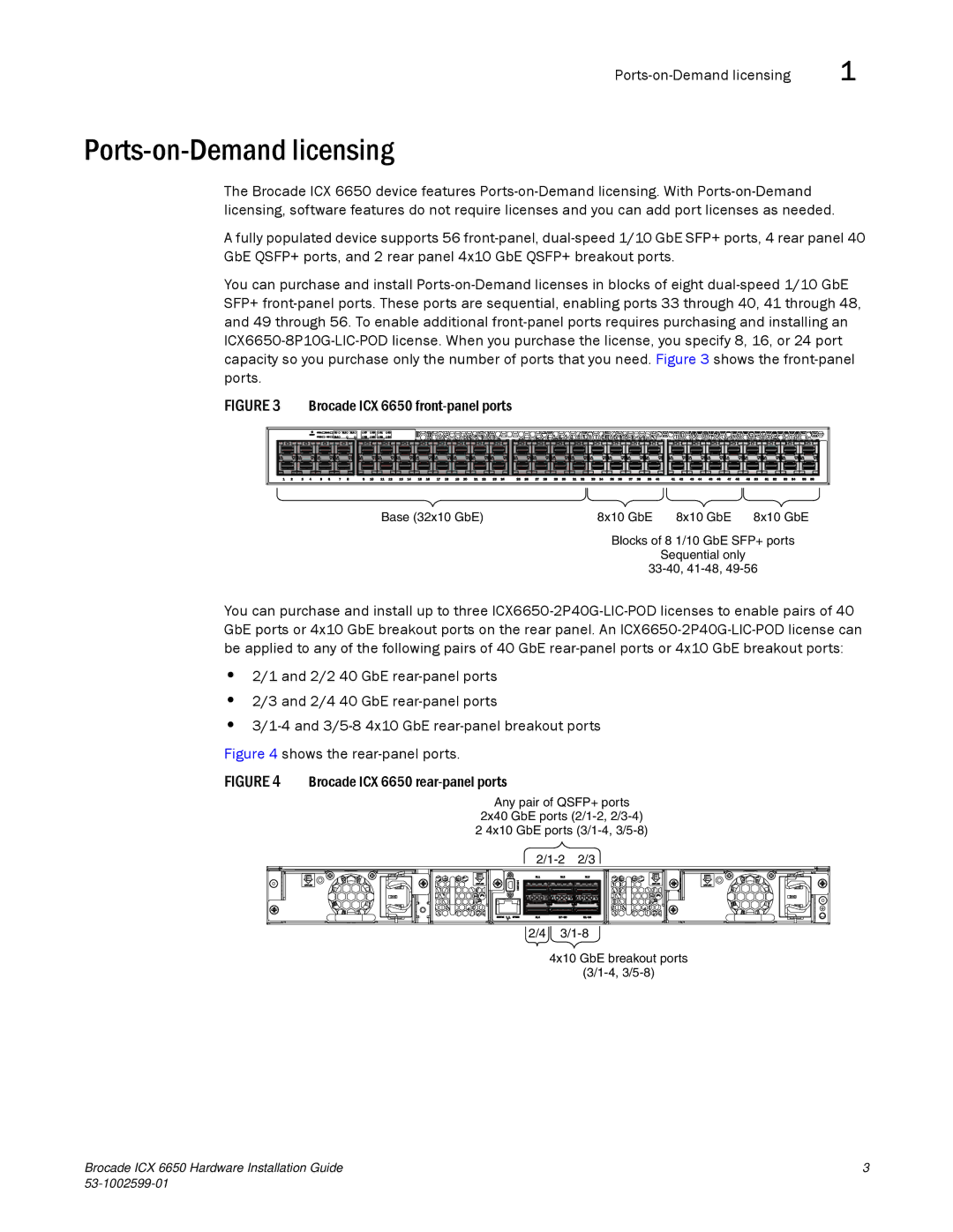 Brocade Communications Systems 53-1002599-01 manual Ports-on-Demand licensing, Shows the rear-panel ports 