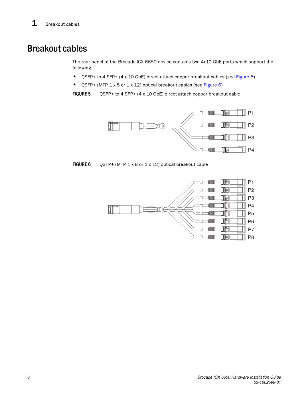 Brocade Communications Systems 53-1002599-01 manual Breakout cables 