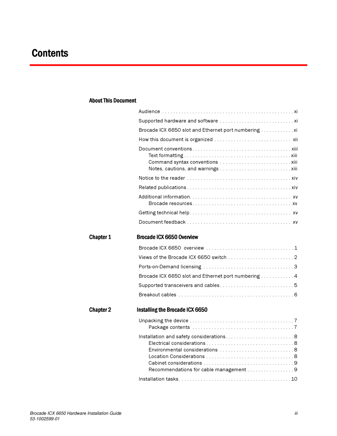 Brocade Communications Systems 53-1002599-01 manual Contents 