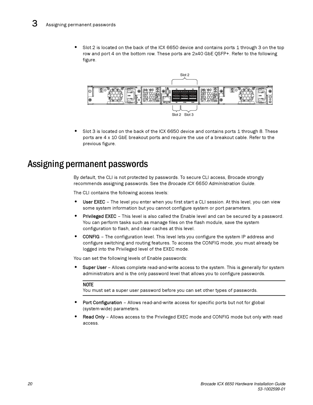 Brocade Communications Systems 53-1002599-01 manual Assigning permanent passwords 