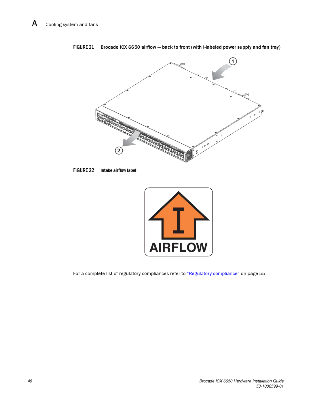 Brocade Communications Systems 53-1002599-01 manual Intake airflow label 