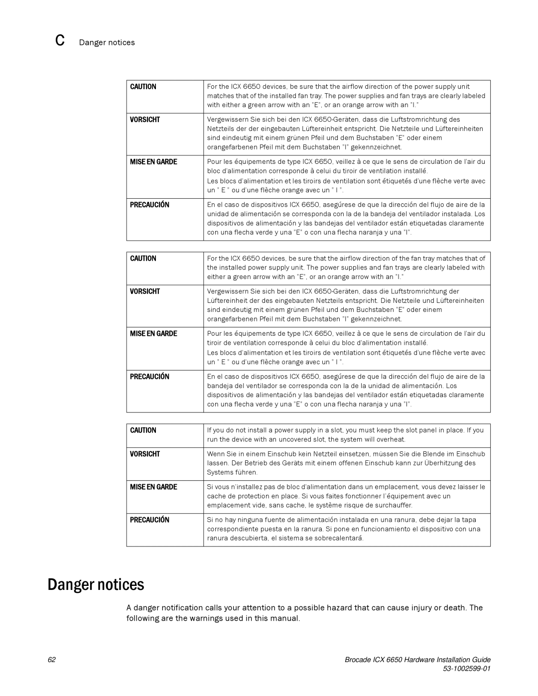 Brocade Communications Systems 53-1002599-01 manual Orangefarbenen Pfeil mit dem Buchstaben I gekennzeichnet 