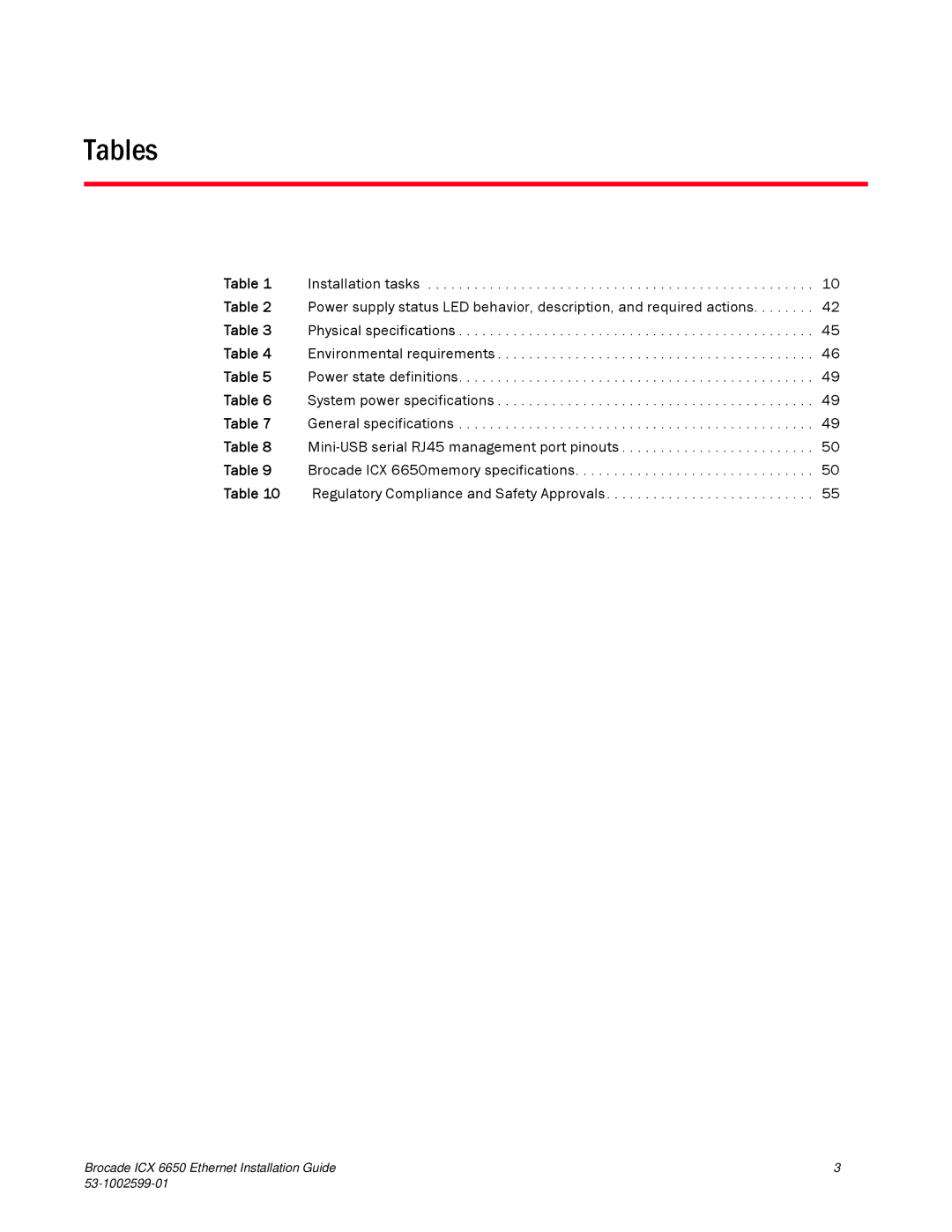 Brocade Communications Systems 53-1002599-01 manual Tables 