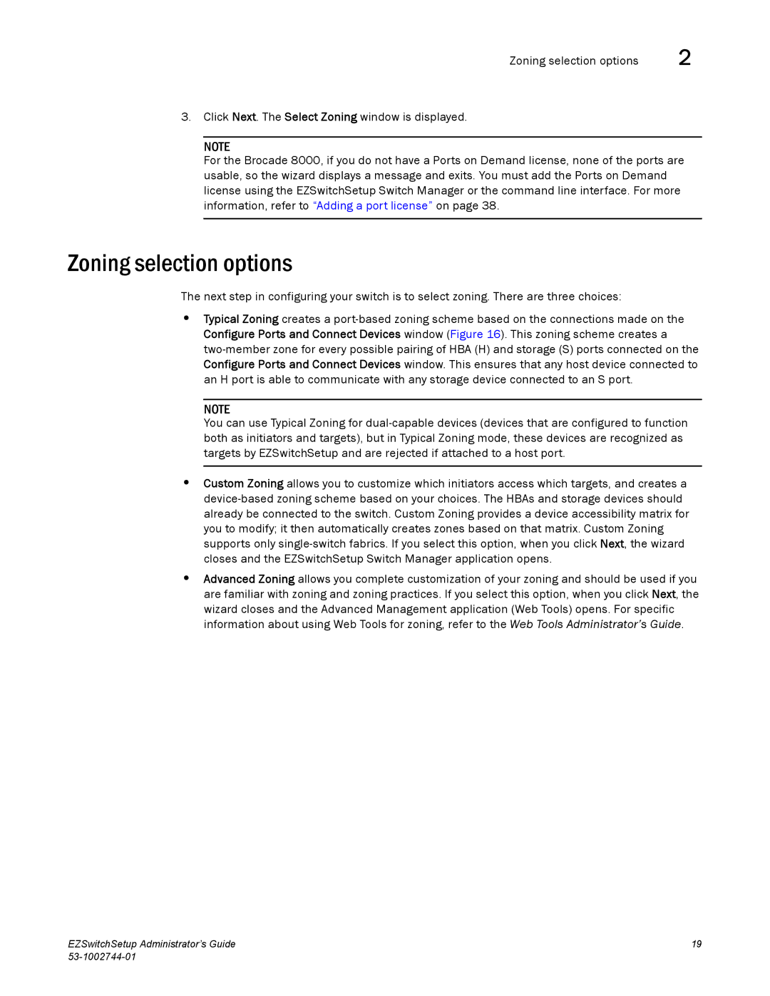 Brocade Communications Systems 6520, 6505, 8000 manual Zoning selection options 