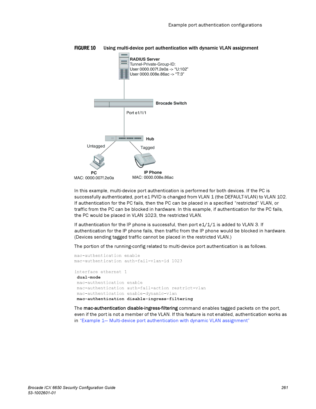 Brocade Communications Systems 6650 manual Example port authentication configurations 