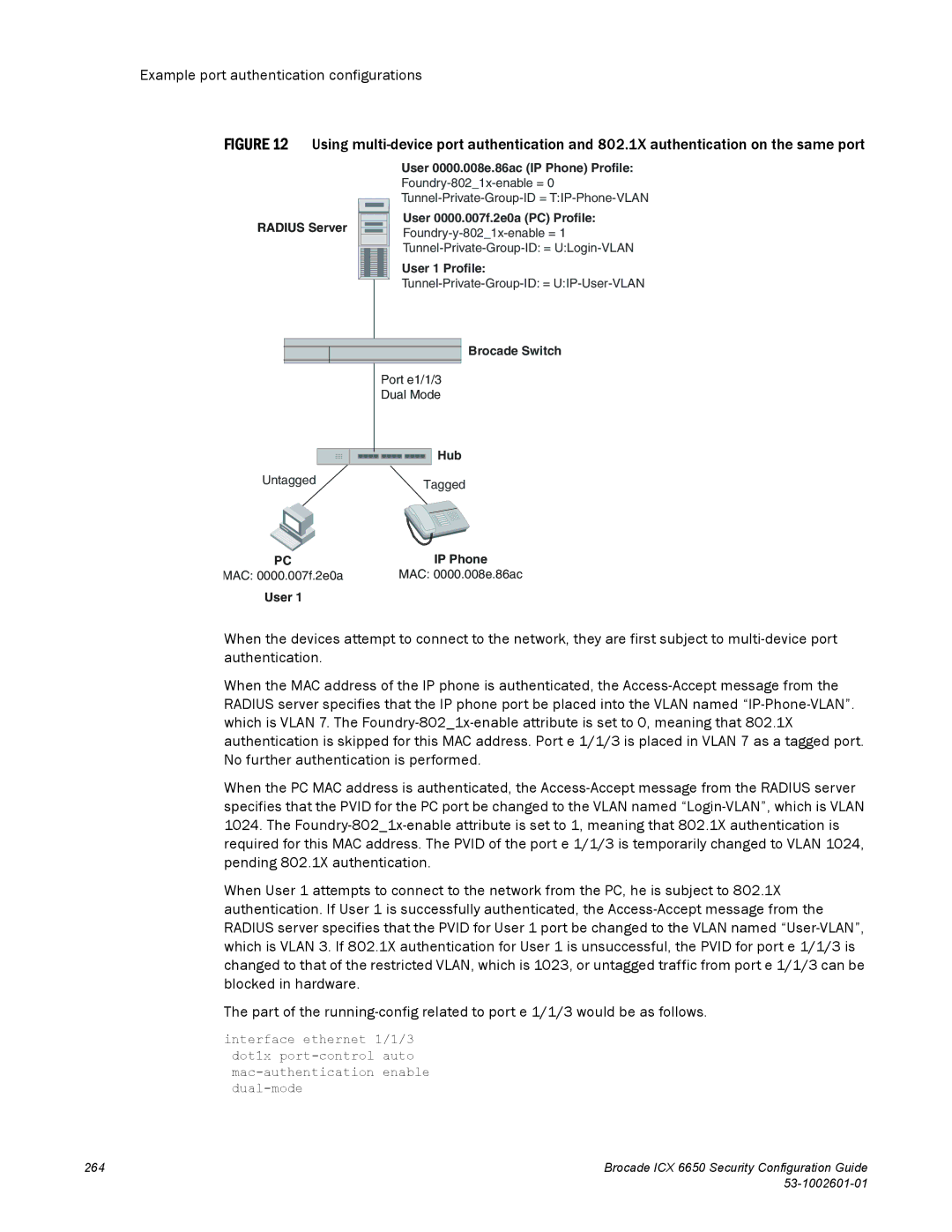 Brocade Communications Systems 6650 manual Radius Server User 0000.008e.86ac IP Phone Profile 