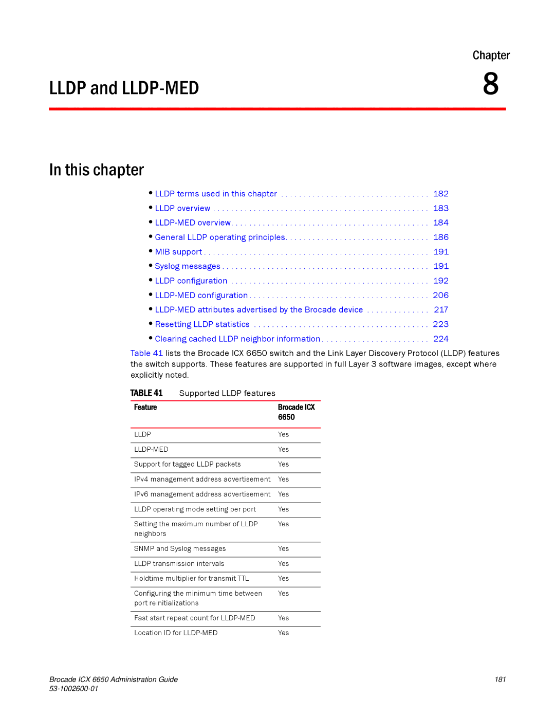 Brocade Communications Systems 6650 manual Lldp and LLDP-MED 