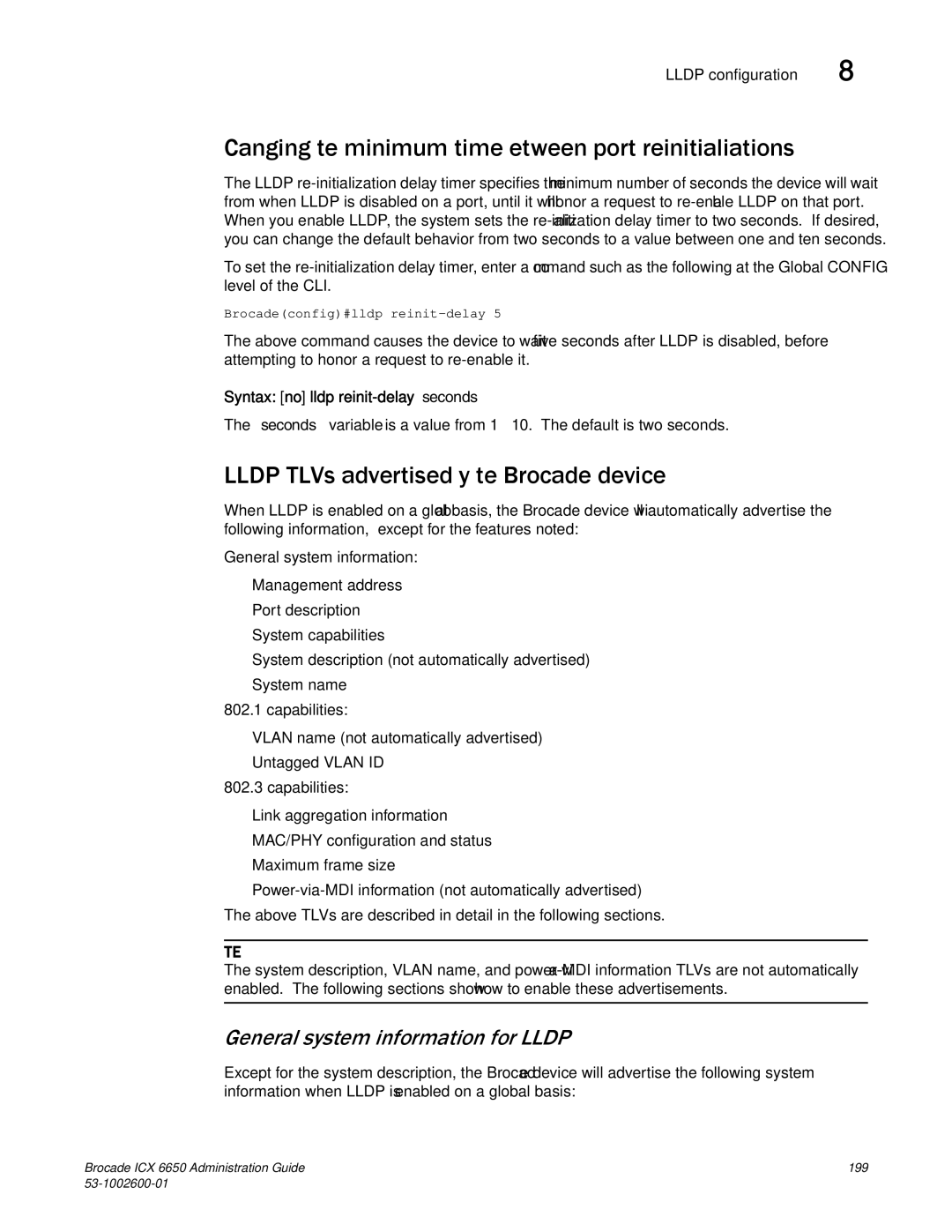 Brocade Communications Systems 6650 manual Changing the minimum time between port reinitializations 