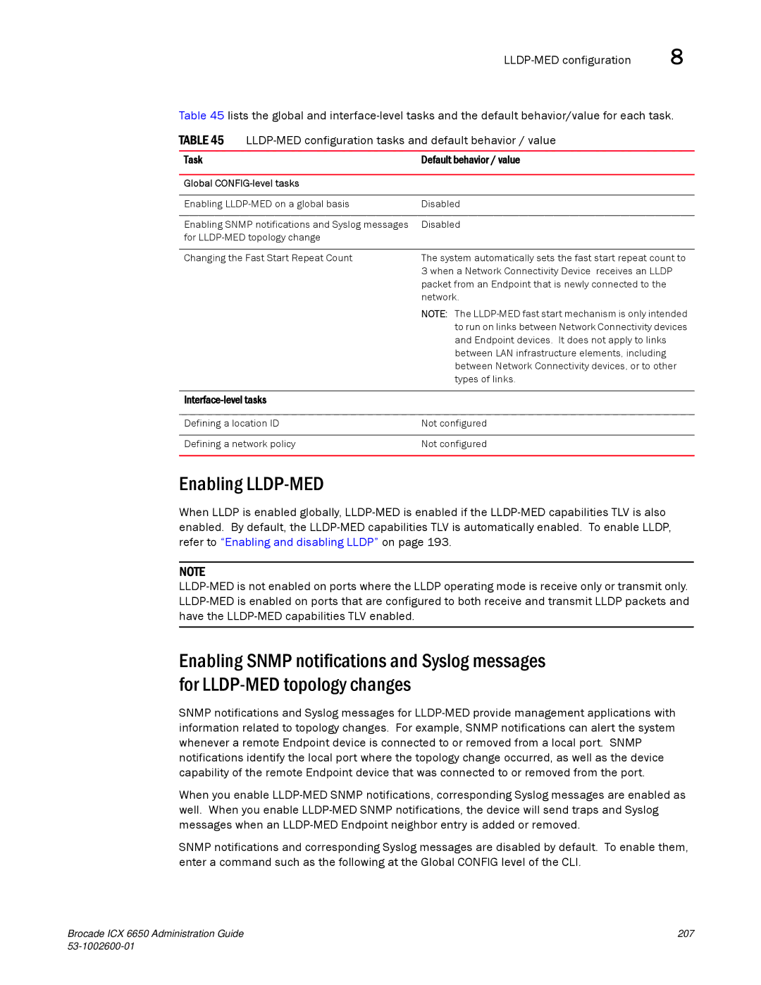 Brocade Communications Systems 6650 manual Default behavior / value 