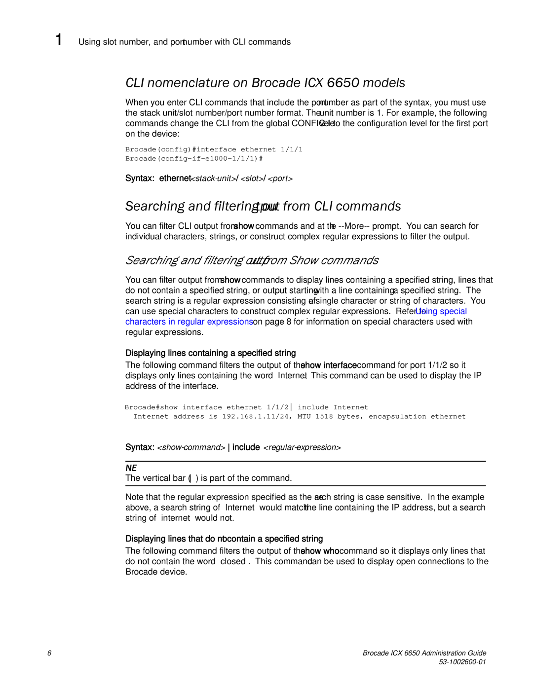 Brocade Communications Systems manual CLI nomenclature on Brocade ICX 6650 models 