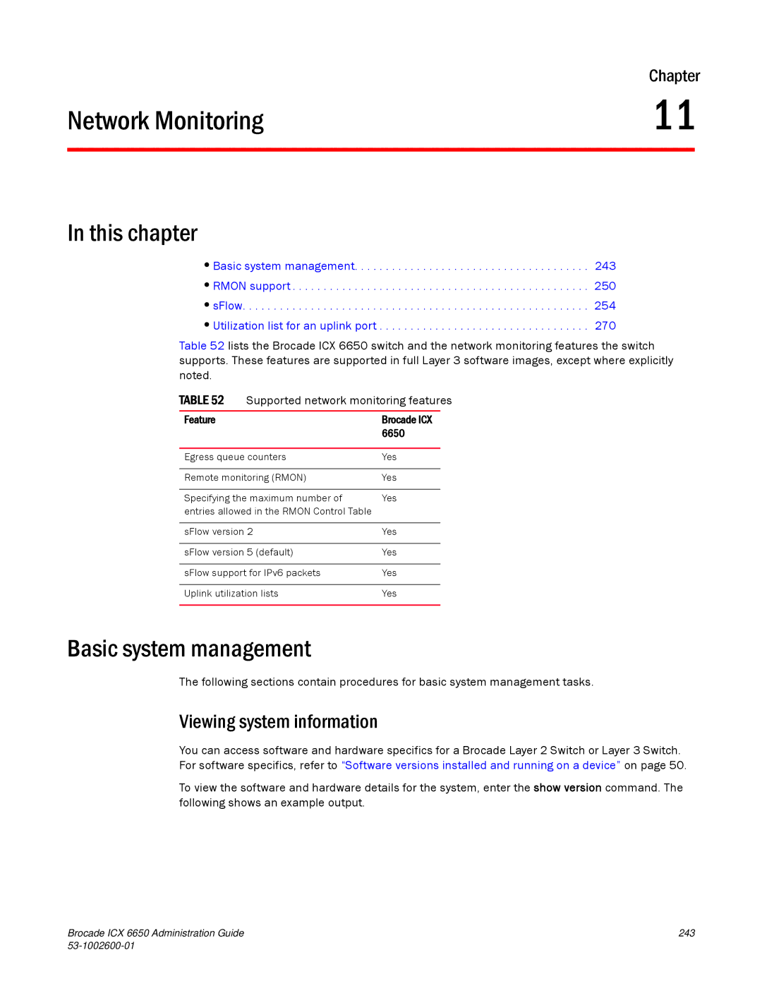 Brocade Communications Systems 6650 manual Basic system management, Viewing system information 