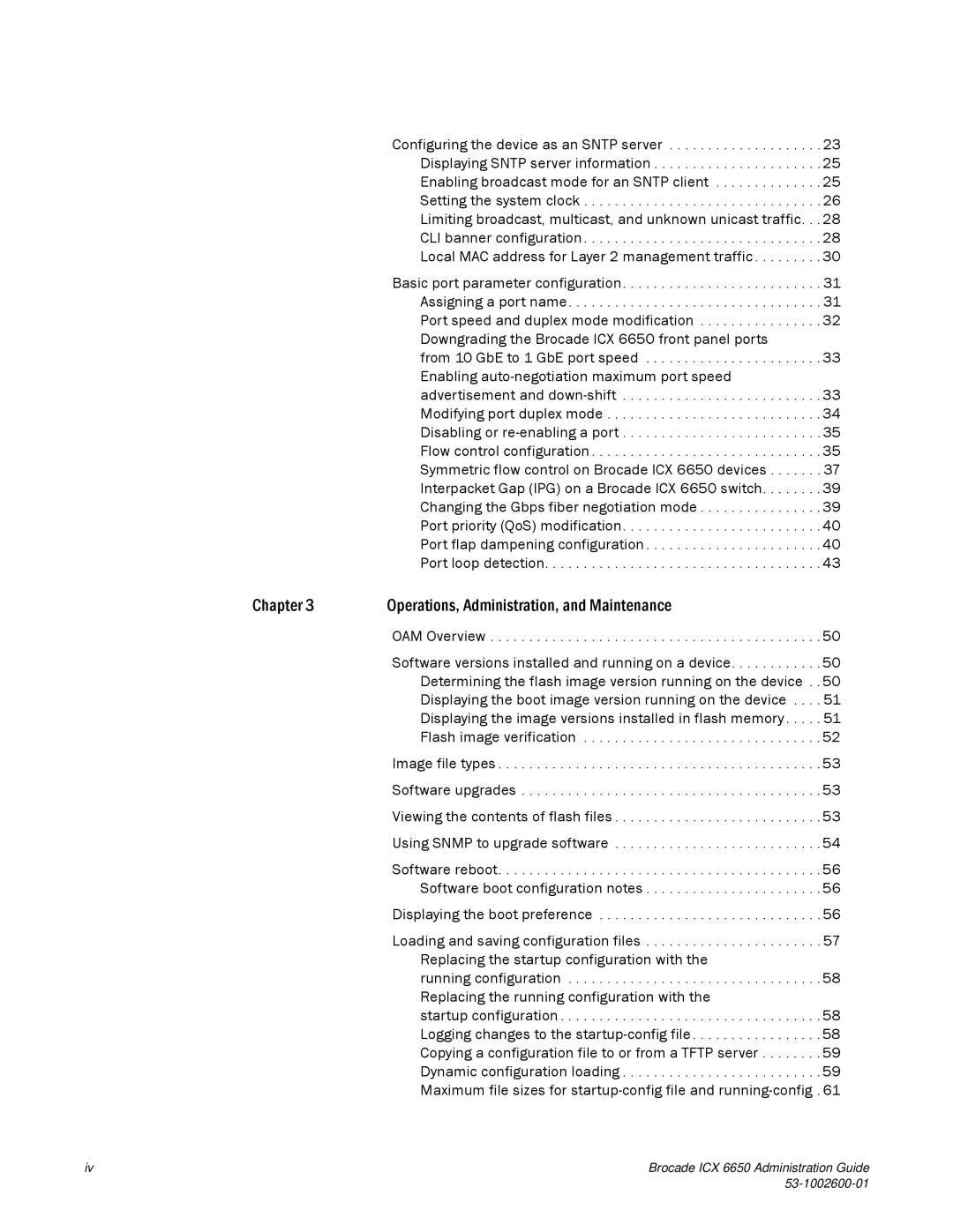 Brocade Communications Systems 6650 manual Chapter Operations, Administration, and Maintenance 