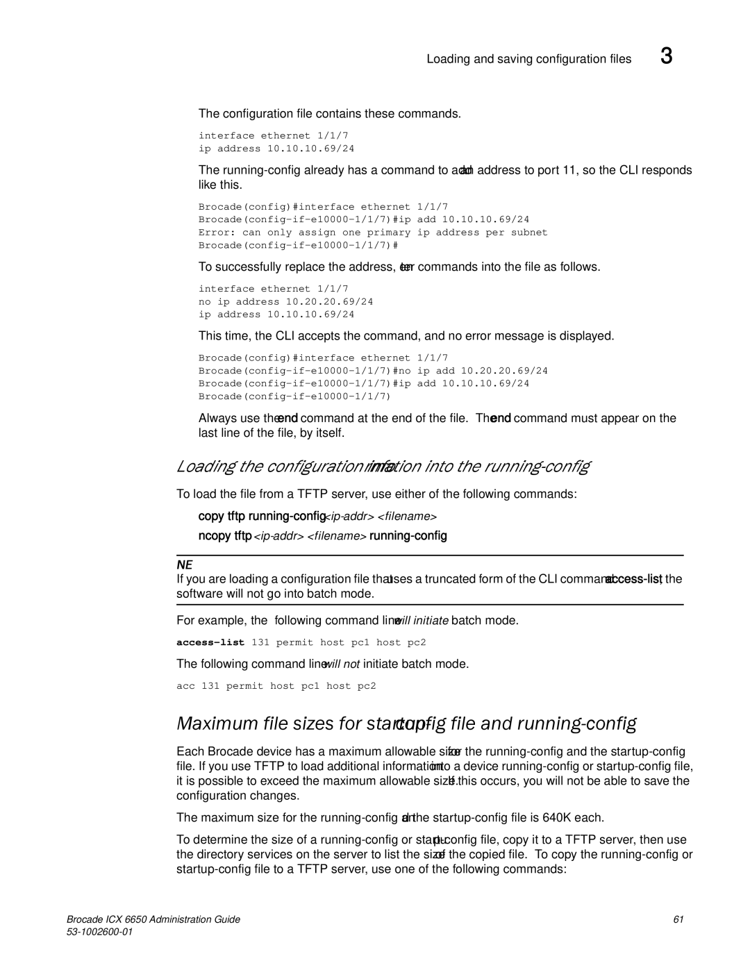 Brocade Communications Systems 6650 manual Following command line will not initiate batch mode 