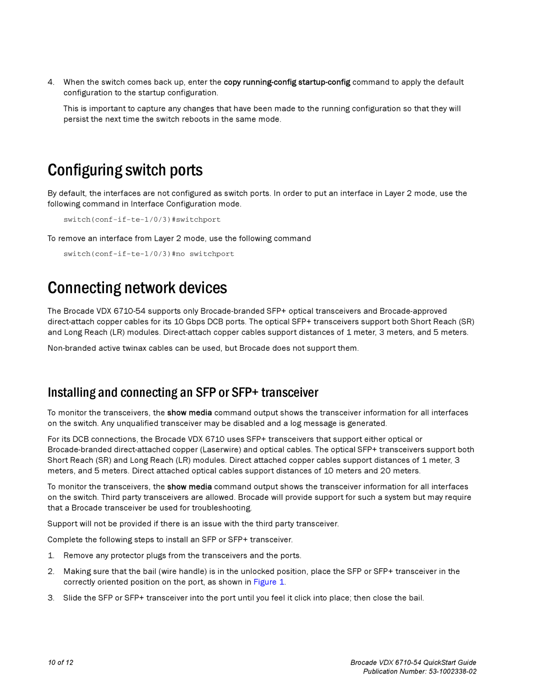 Brocade Communications Systems 6710-54 quick start Configuring switch ports, Connecting network devices 