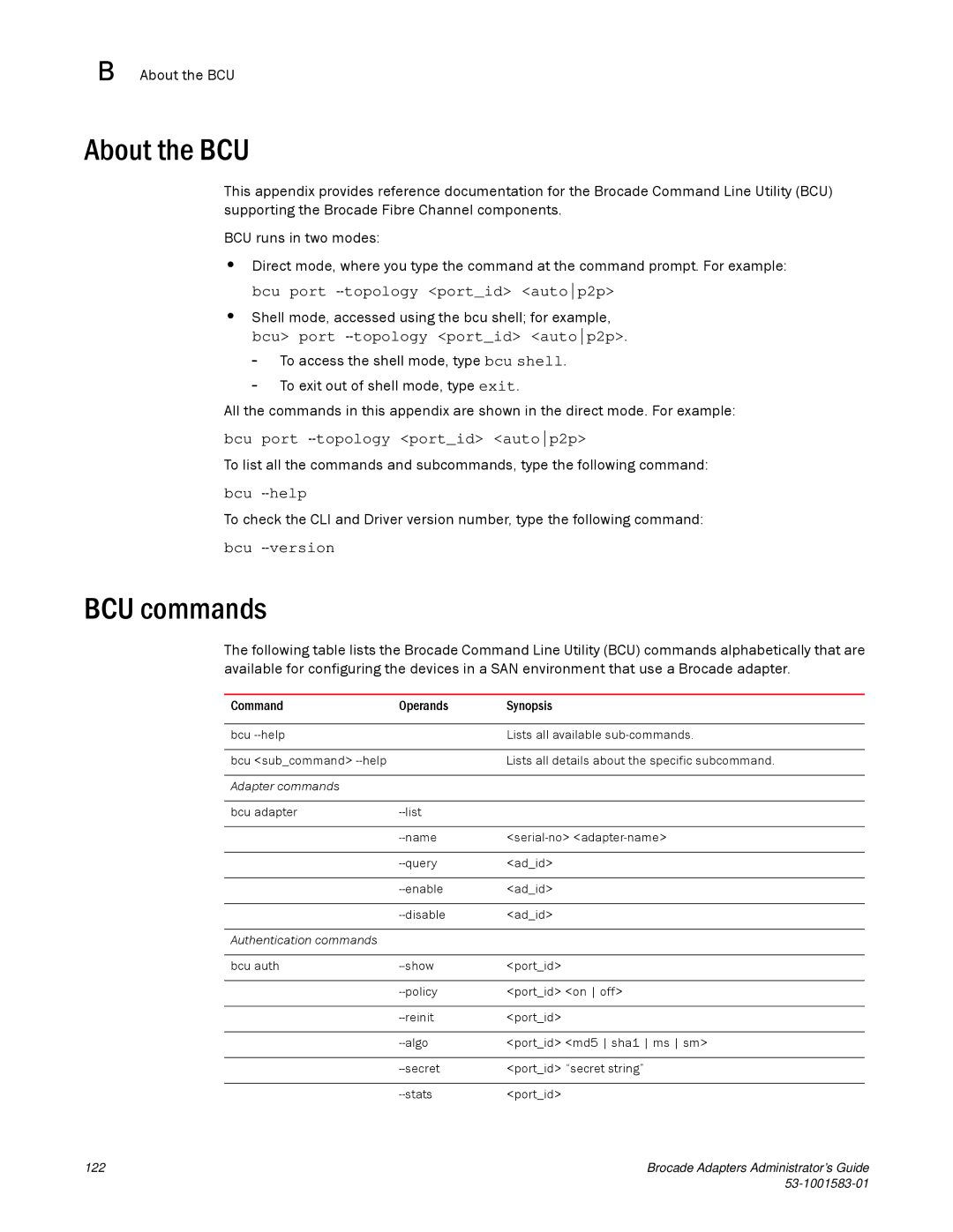 Brocade Communications Systems 804 manual About the BCU, BCU commands 