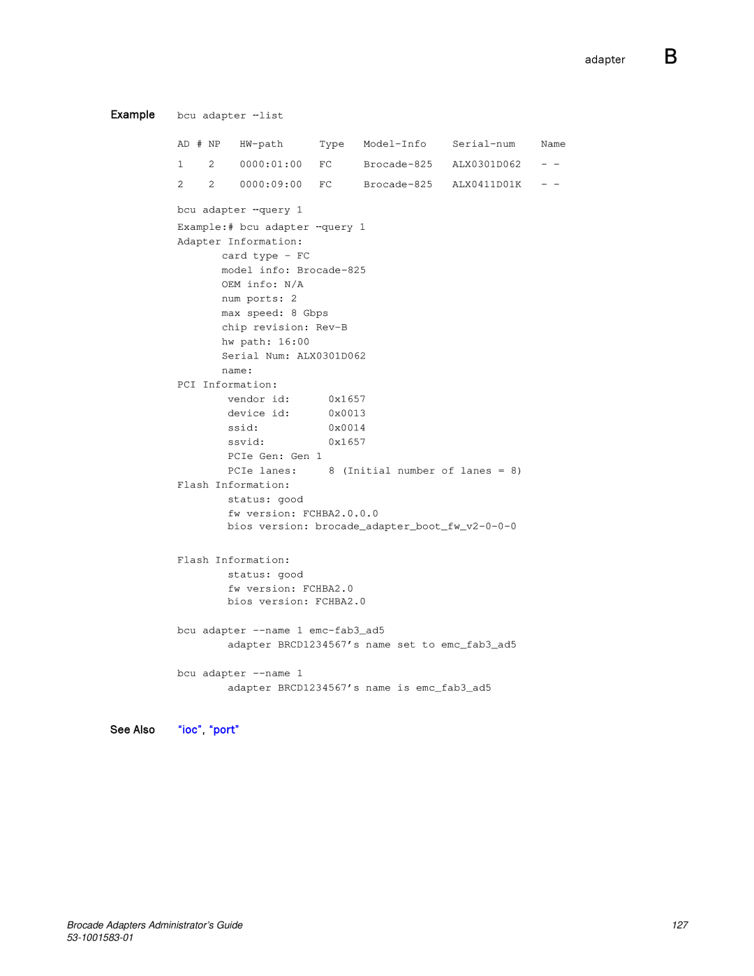 Brocade Communications Systems 804 manual Example, See Also 