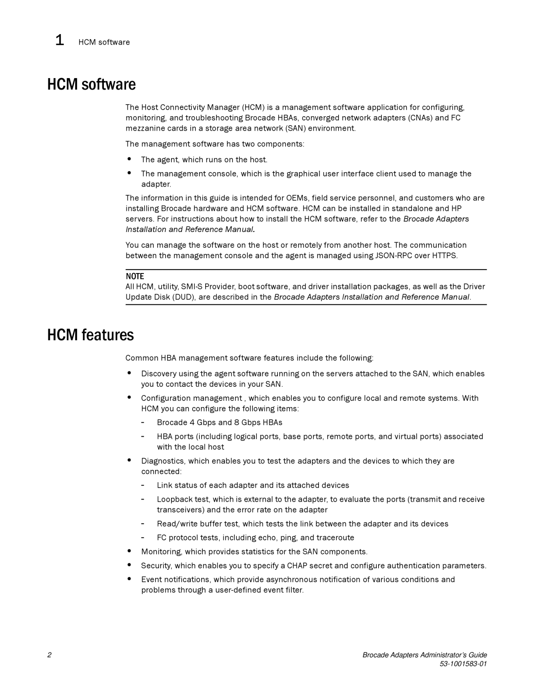 Brocade Communications Systems 804 manual HCM software, HCM features 