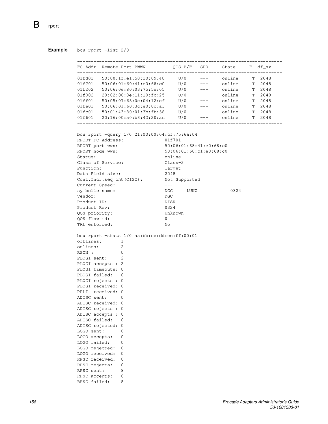 Brocade Communications Systems 804 manual Rport 