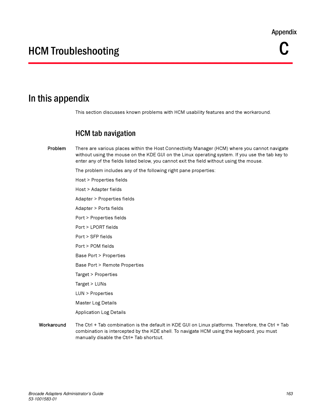 Brocade Communications Systems 804 manual HCM Troubleshooting, HCM tab navigation 