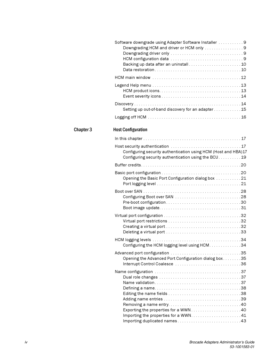 Brocade Communications Systems 804 manual Chapter Host Configuration 