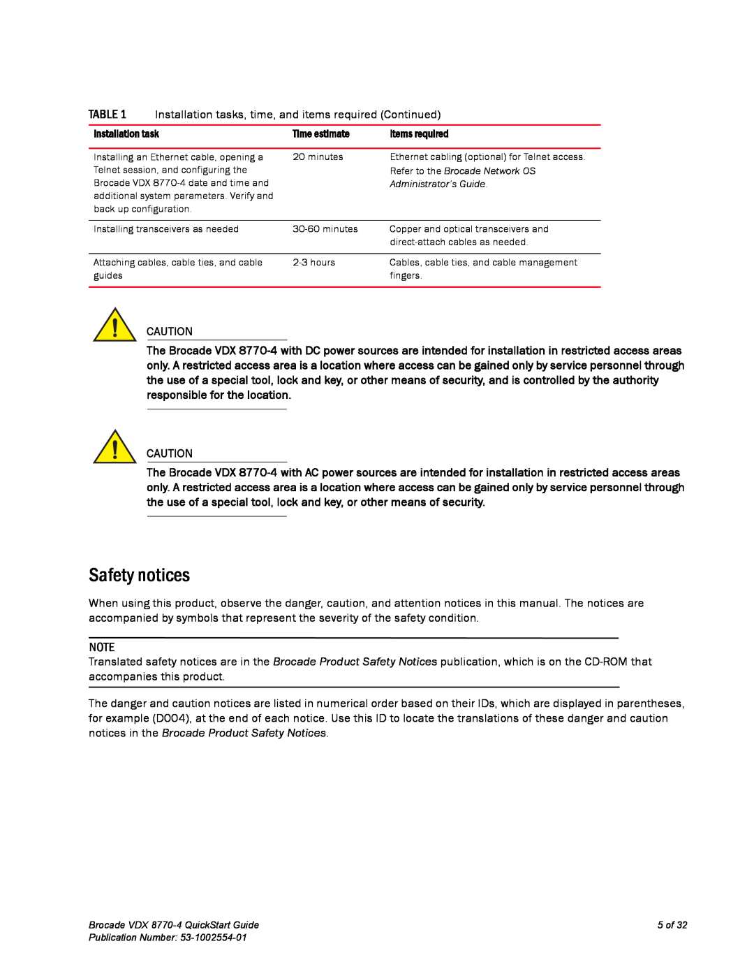 Brocade Communications Systems 8770-4 quick start Safety notices 
