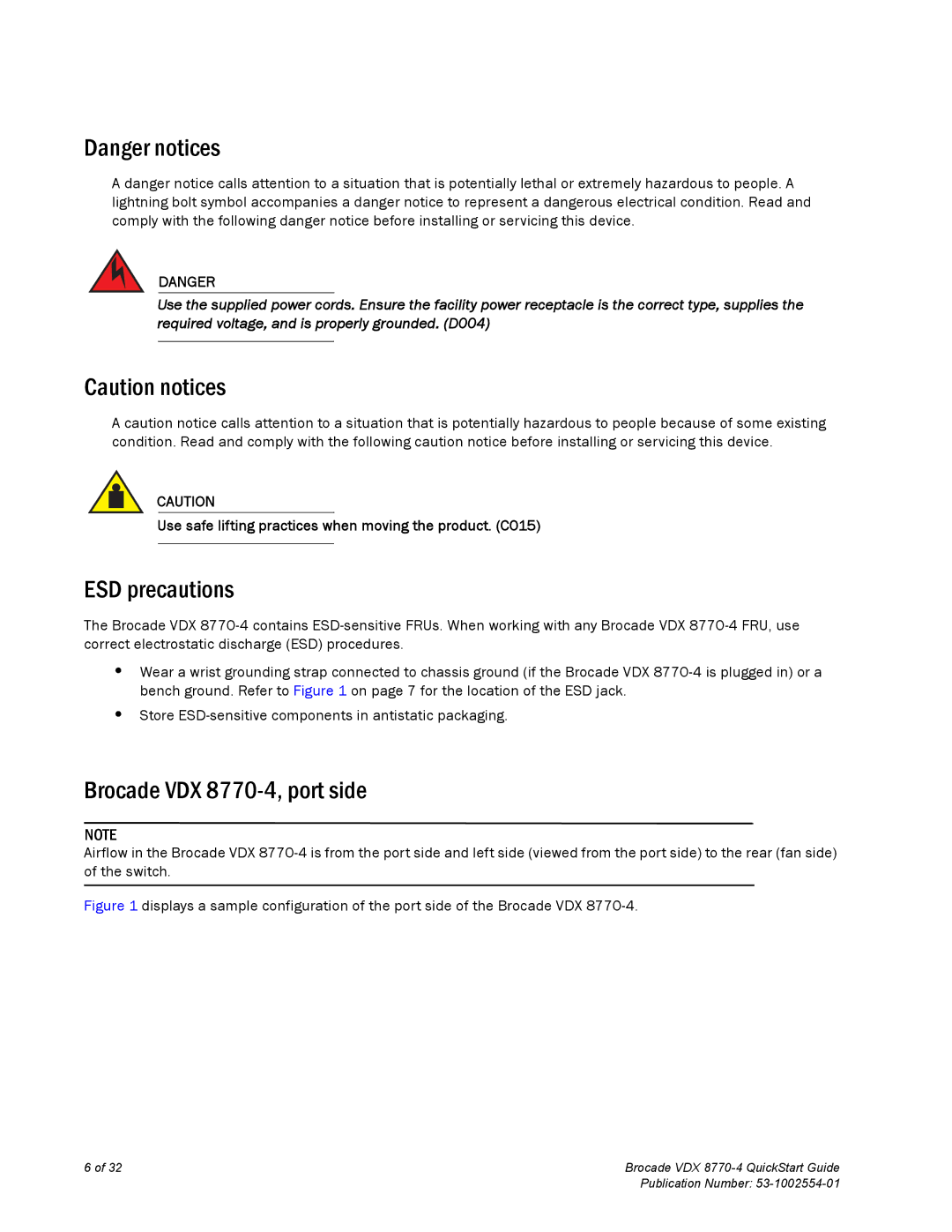 Brocade Communications Systems quick start ESD precautions, Brocade VDX 8770-4, port side 