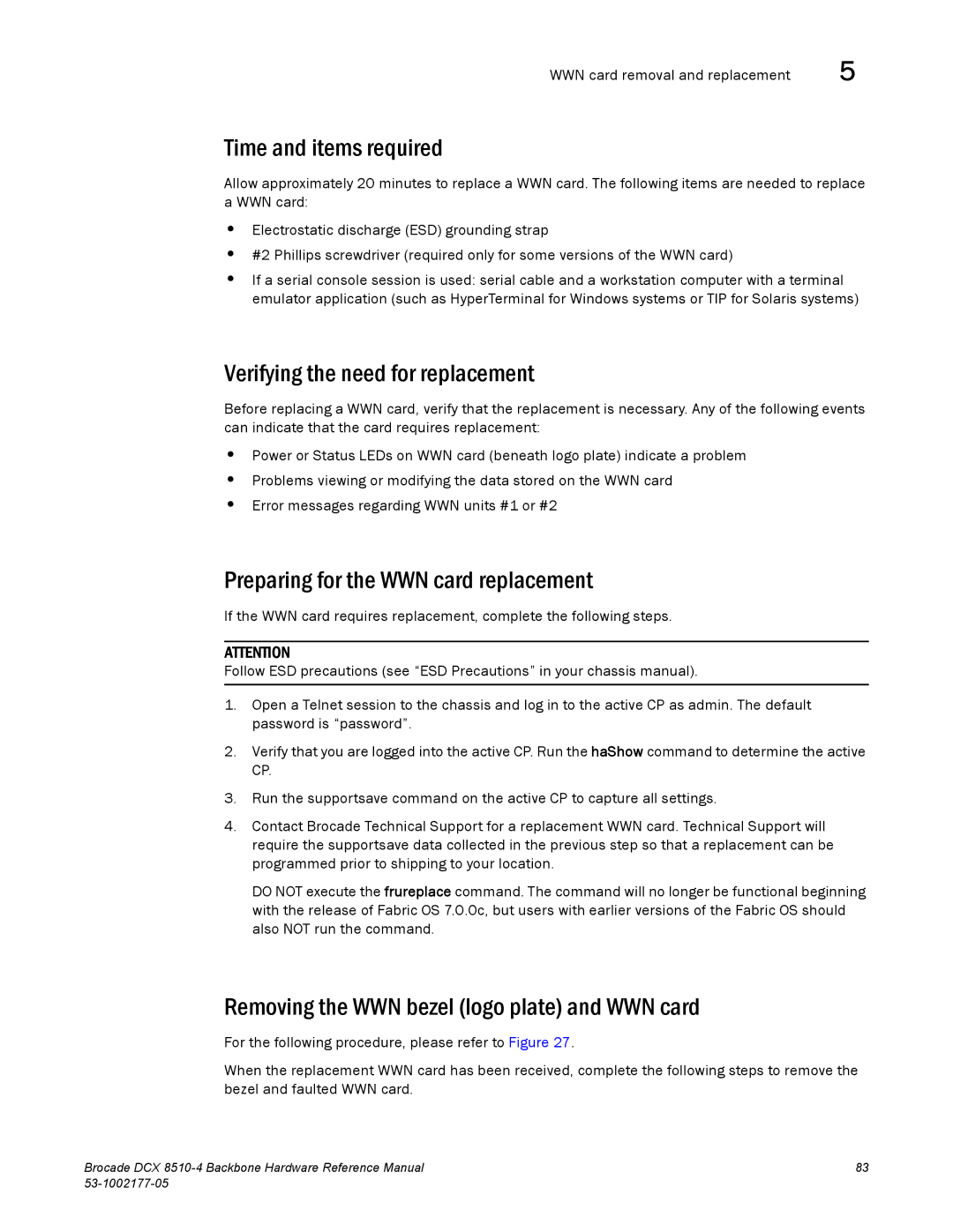 Brocade Communications Systems DCX 8510-4 manual Verifying the need for replacement, Preparing for the WWN card replacement 