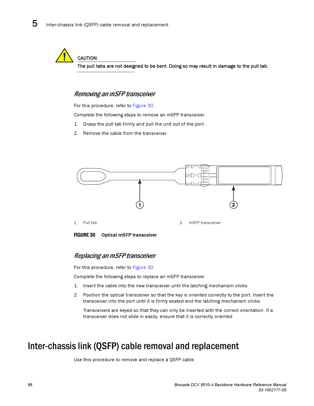 Brocade Communications Systems DCX 8510-4 manual Inter-chassis link Qsfp cable removal and replacement 