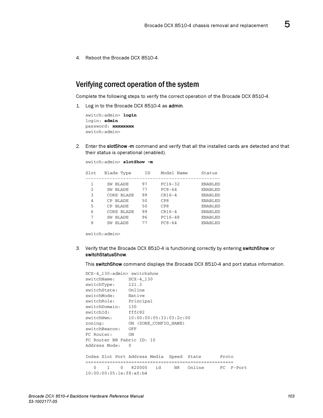 Brocade Communications Systems DCX 8510-4 manual Verifying correct operation of the system 