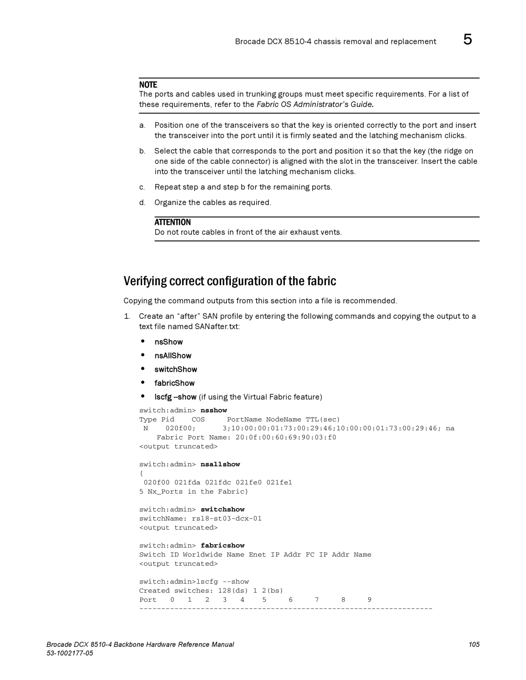 Brocade Communications Systems DCX 8510-4 manual Verifying correct configuration of the fabric 