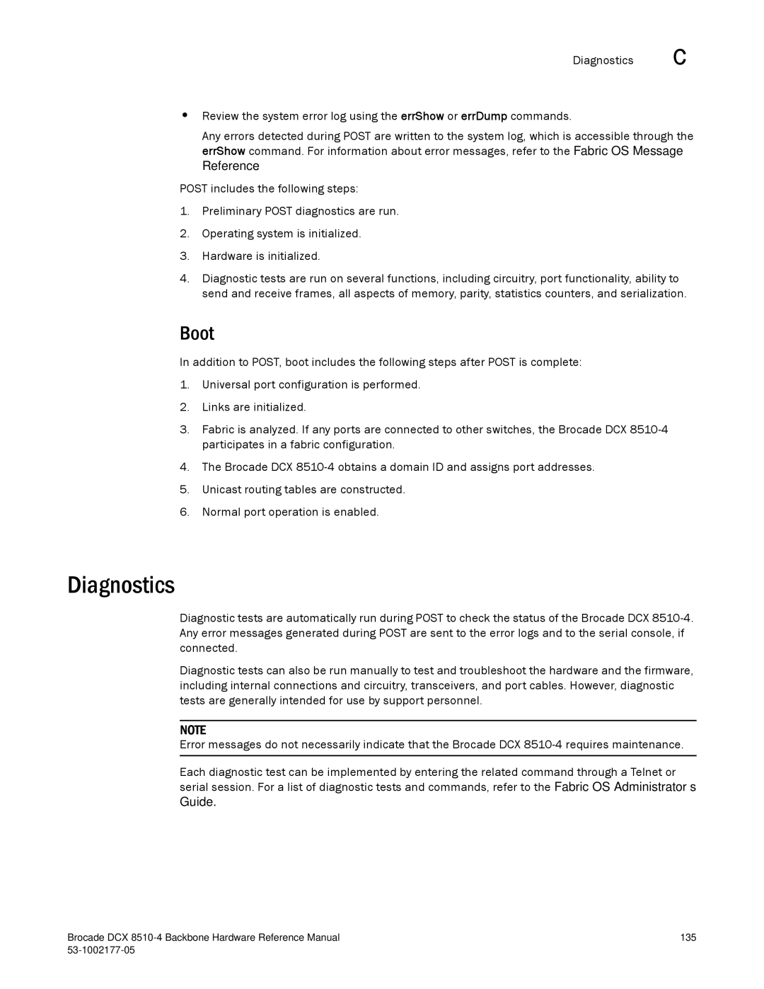 Brocade Communications Systems DCX 8510-4 manual Diagnostics, Boot 