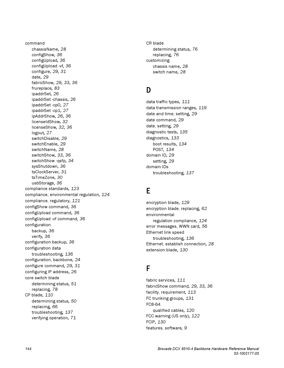 Brocade Communications Systems DCX 8510-4 manual 144 