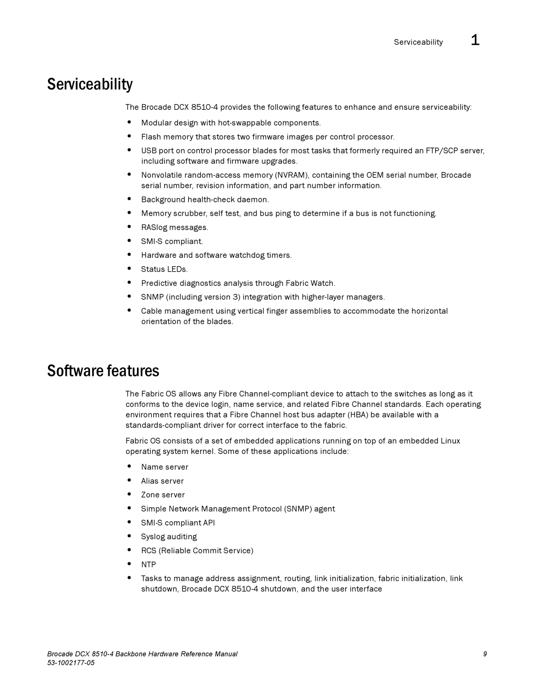 Brocade Communications Systems DCX 8510-4 manual Serviceability, Software features 