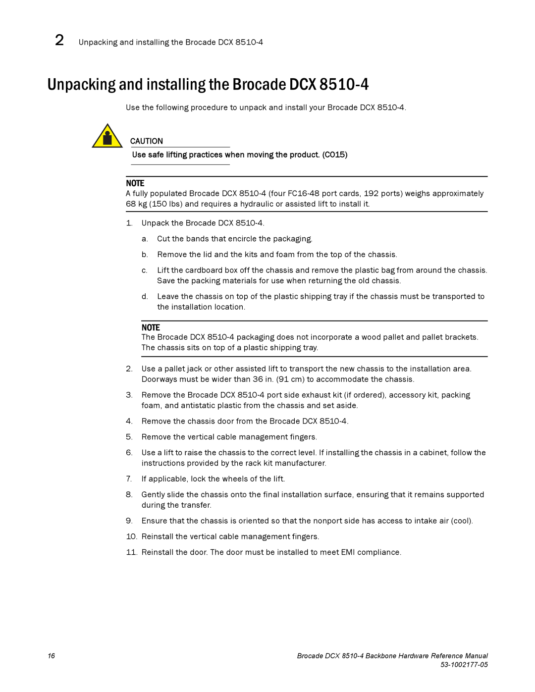 Brocade Communications Systems DCX 8510-4 manual Unpacking and installing the Brocade DCX 