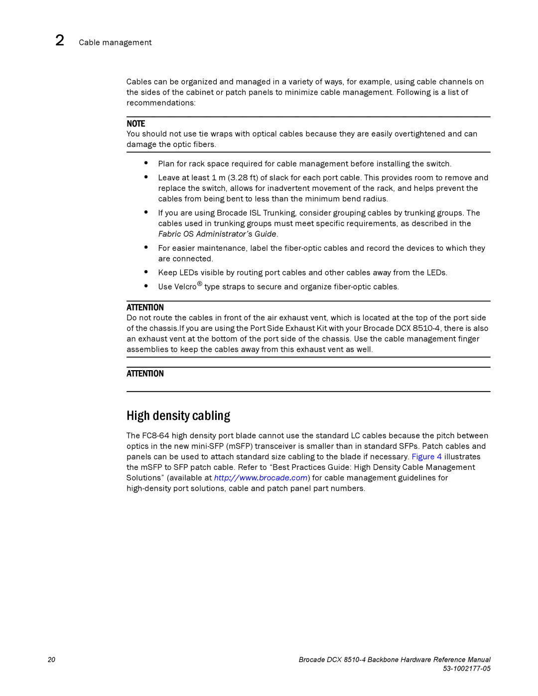 Brocade Communications Systems DCX 8510-4 manual High density cabling 