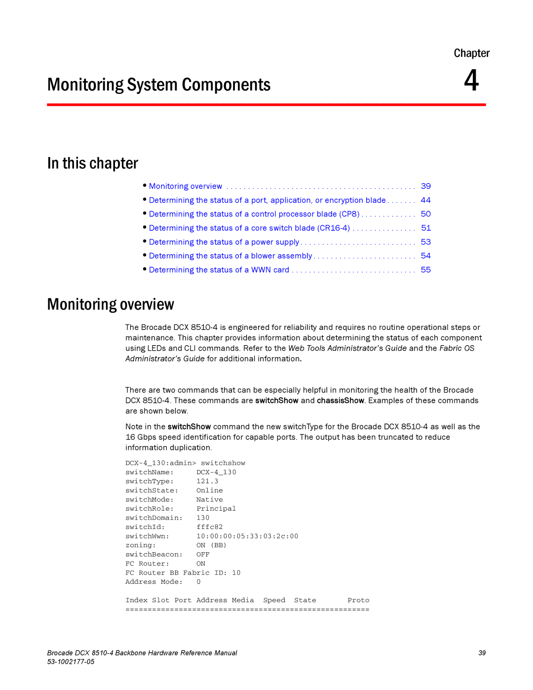 Brocade Communications Systems DCX 8510-4 manual Monitoring System Components, Monitoring overview 