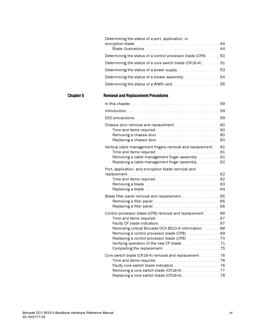 Brocade Communications Systems DCX 8510-4 manual Chapter Removal and Replacement Procedures 