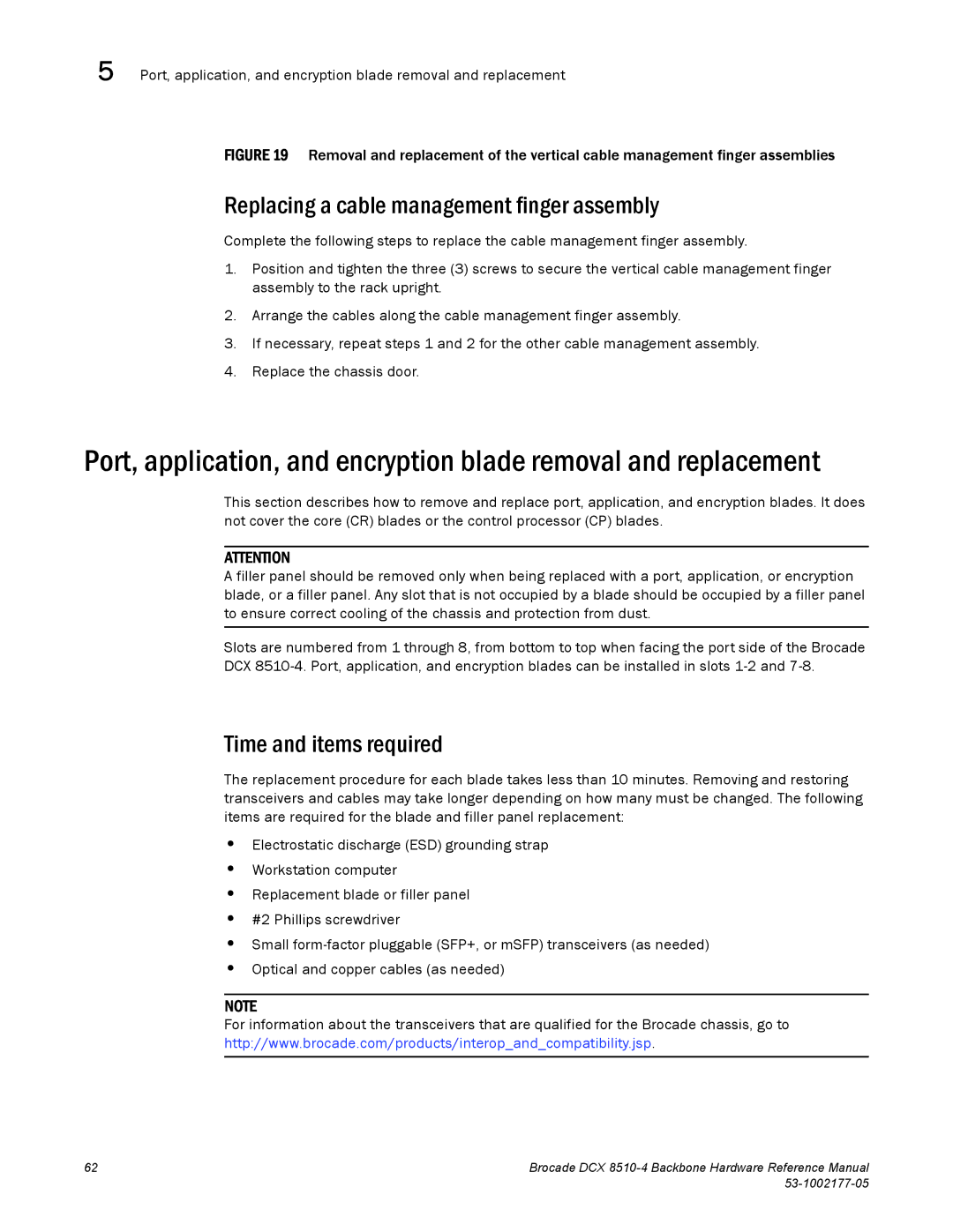 Brocade Communications Systems DCX 8510-4 manual Replacing a cable management finger assembly 