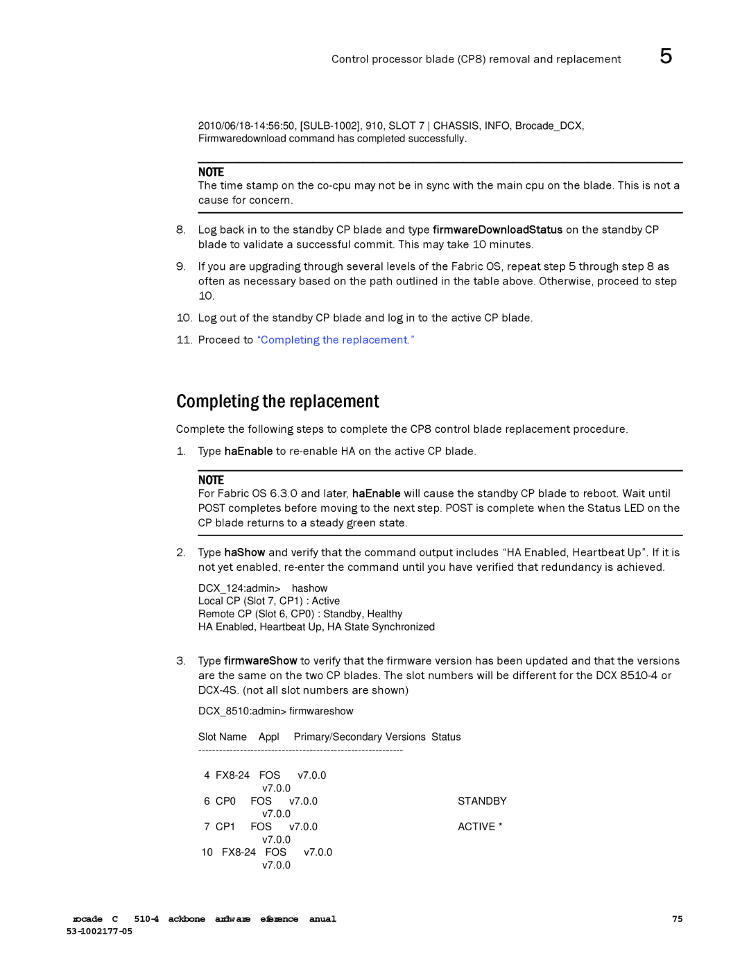 Brocade Communications Systems DCX 8510-4 manual Completing the replacement 