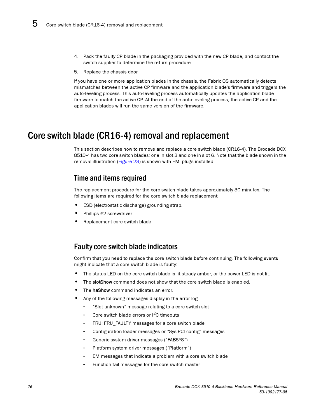 Brocade Communications Systems DCX 8510-4 manual Core switch blade CR16-4 removal and replacement 