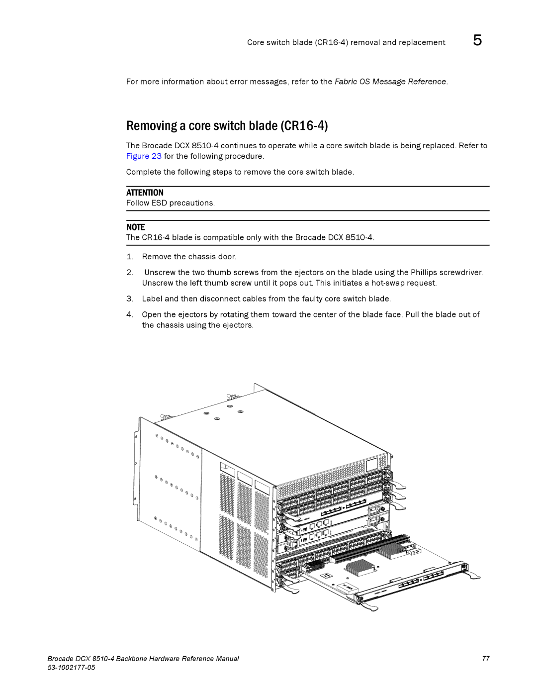 Brocade Communications Systems DCX 8510-4 manual Removing a core switch blade CR16-4 