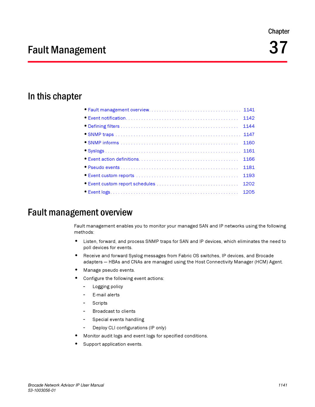 Brocade Communications Systems IP250 user manual Fault Management, Fault management overview 