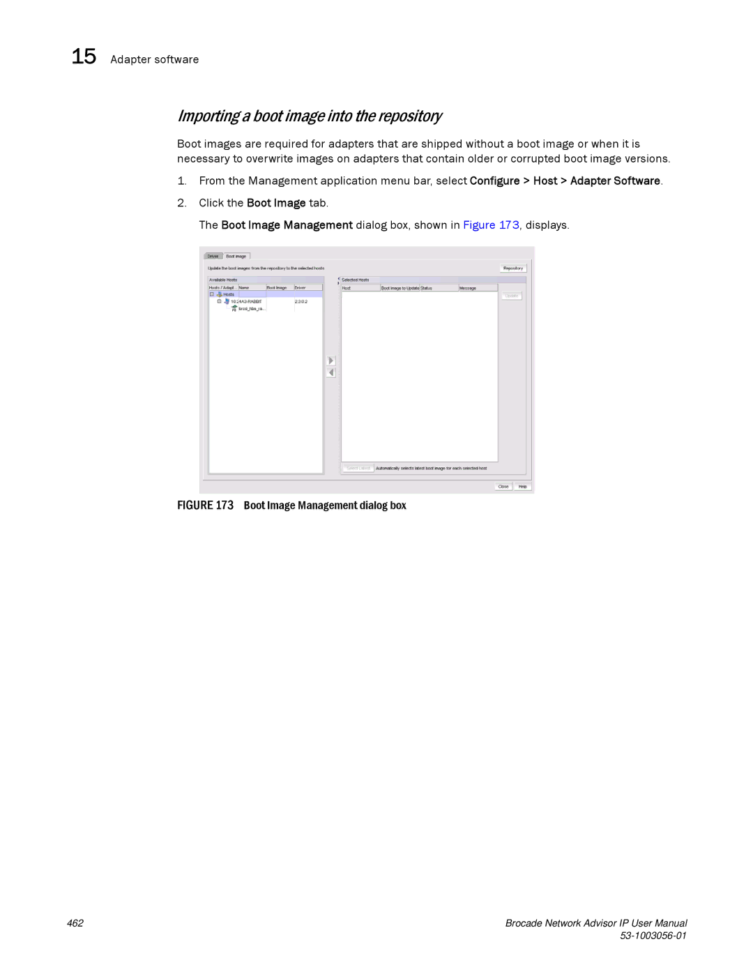 Brocade Communications Systems IP250 Importing a boot image into the repository, Boot Image Management dialog box 