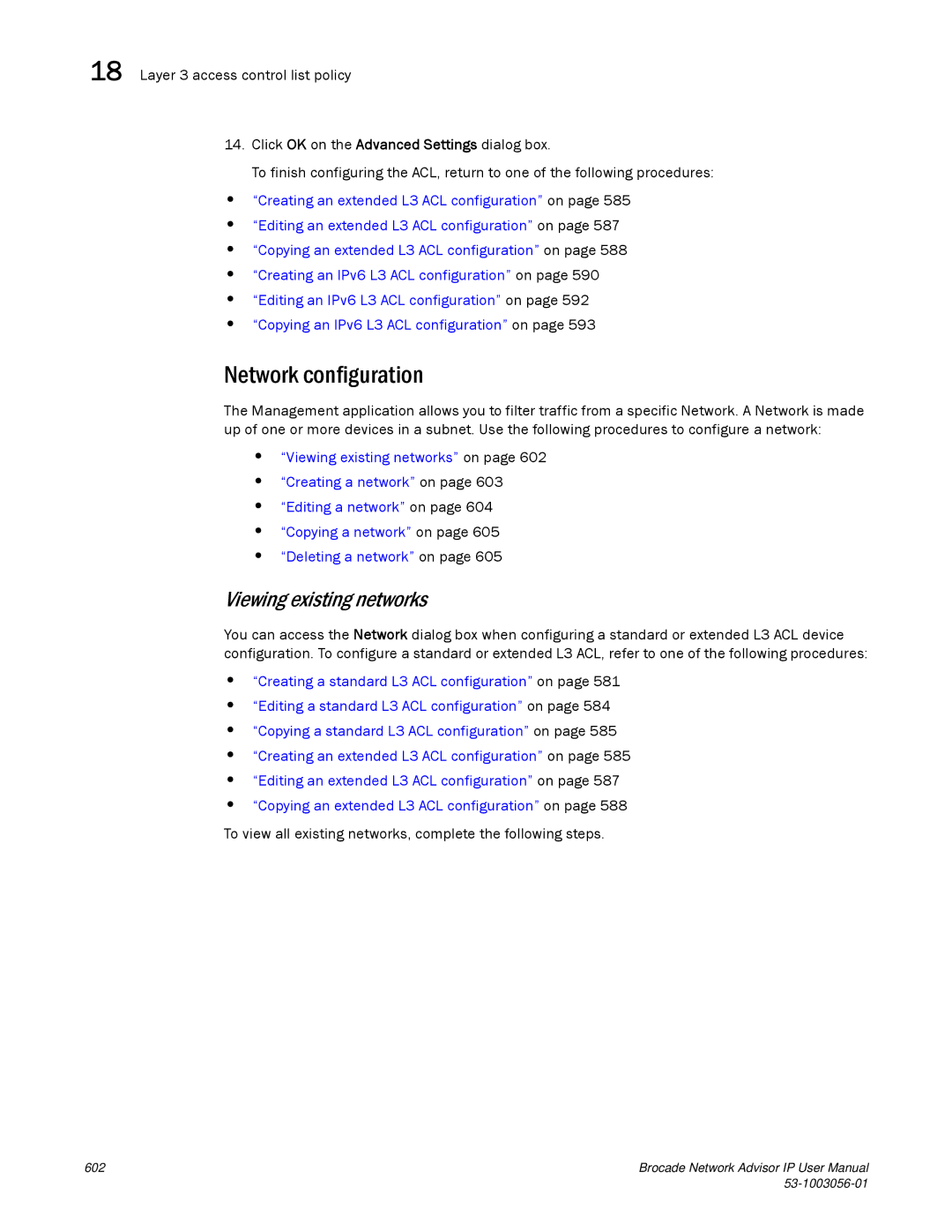 Brocade Communications Systems IP250 user manual Network configuration, Viewing existing networks 