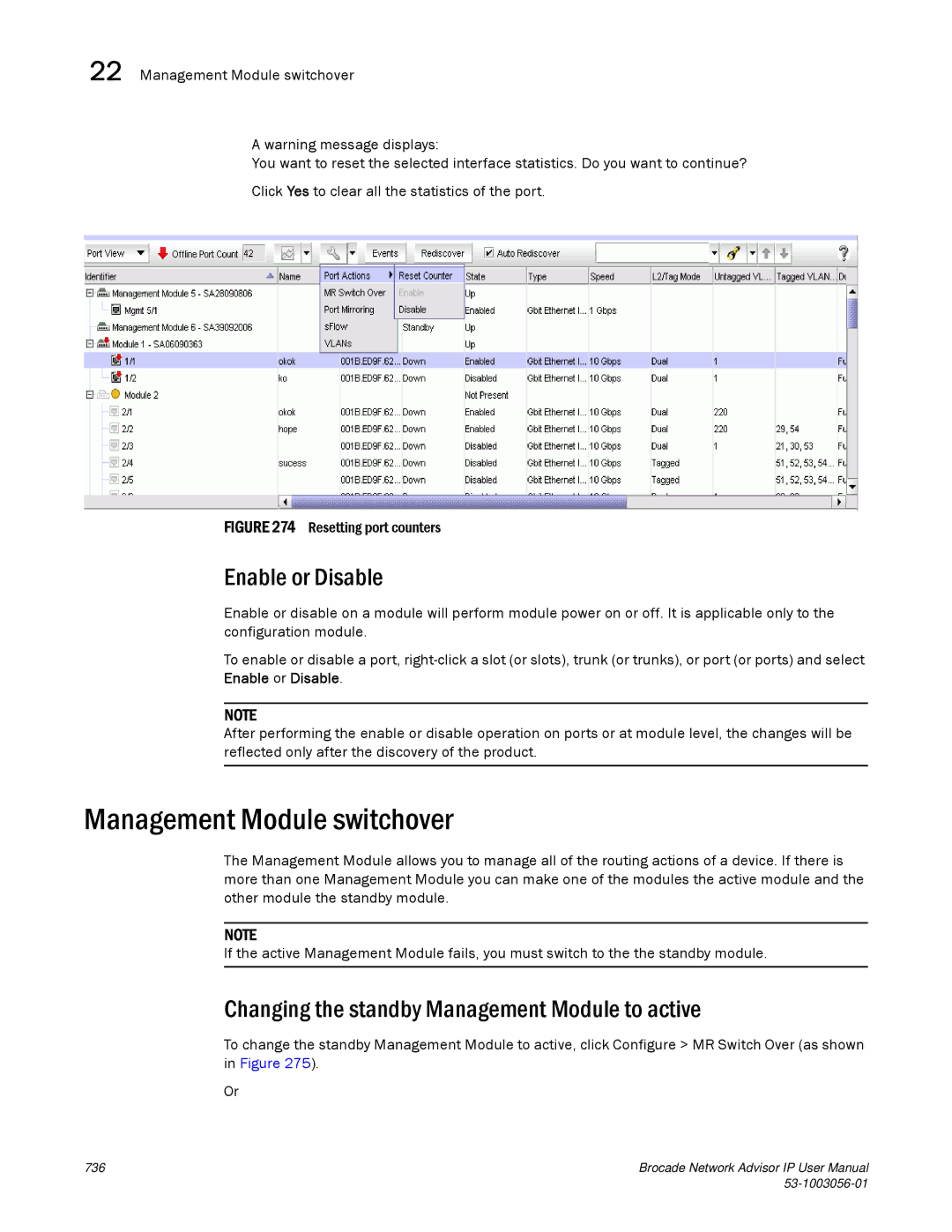 Brocade Communications Systems IP250 user manual Management Module switchover, Enable or Disable 