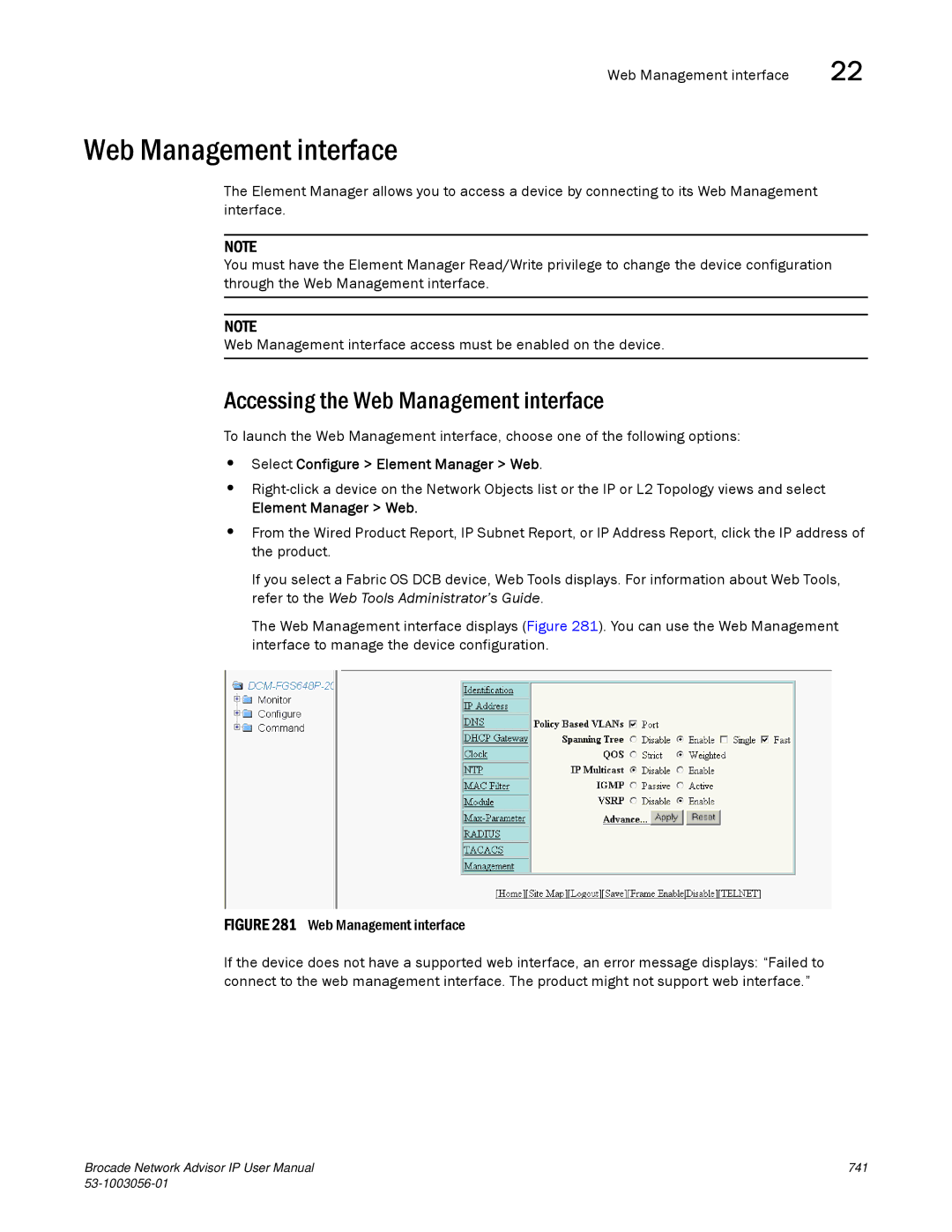 Brocade Communications Systems IP250 Accessing the Web Management interface, Select Configure Element Manager Web 