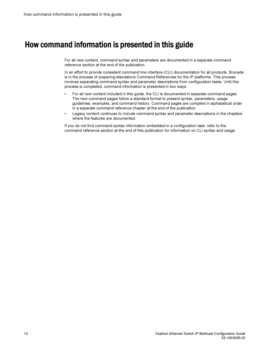 Brocade Communications Systems IPMC5000PEF manual How command information is presented in this guide 